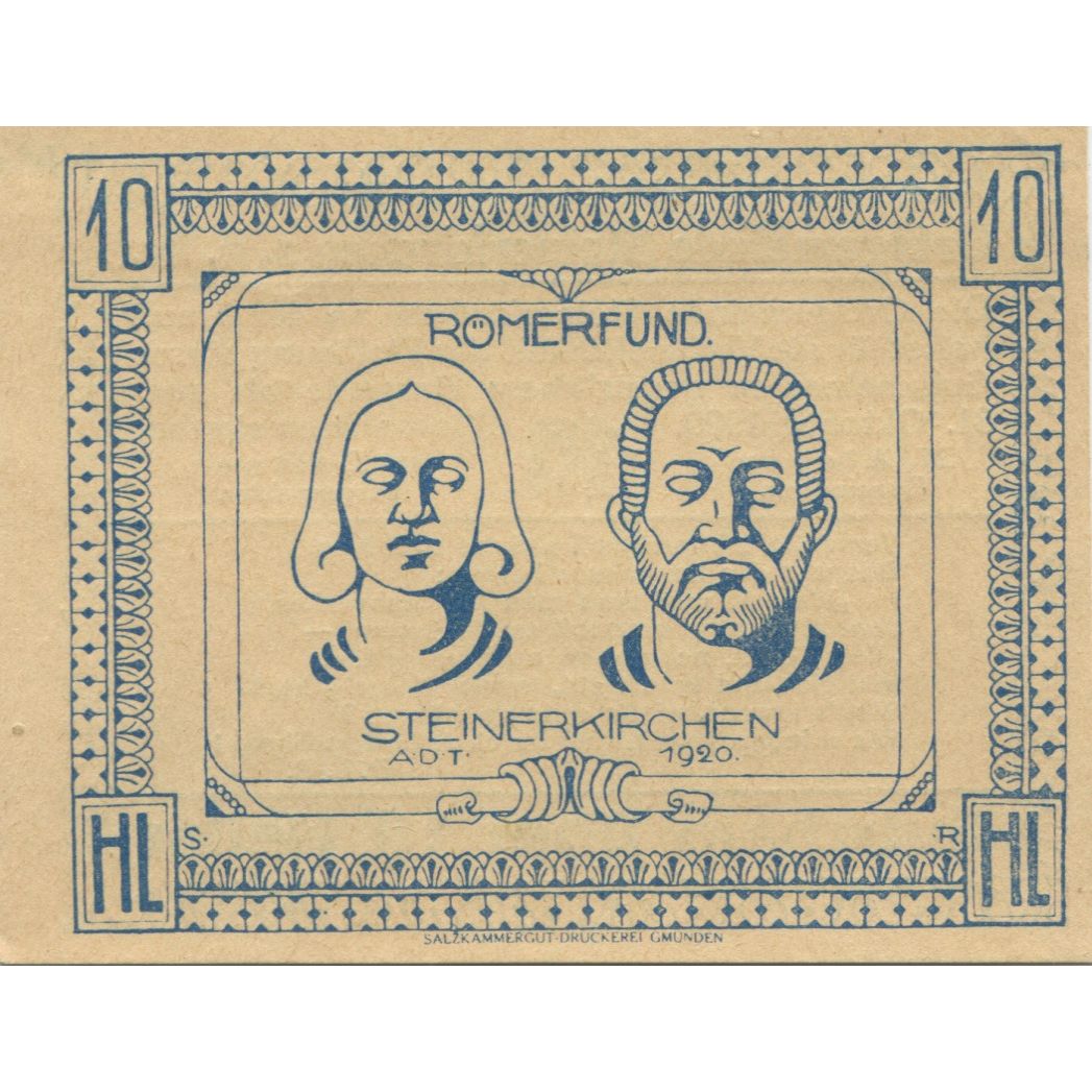 Billete, Austria, Steinerkirchen, 10 Heller, portrait, 1920 SC Mehl:FS 1029IIa