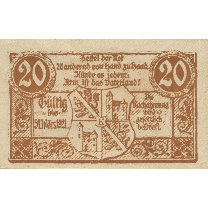 Billete, Austria, Kirchberg, 20 Heller, Texte, 1920, 1920-12-31, SC, Mehl:FS 441