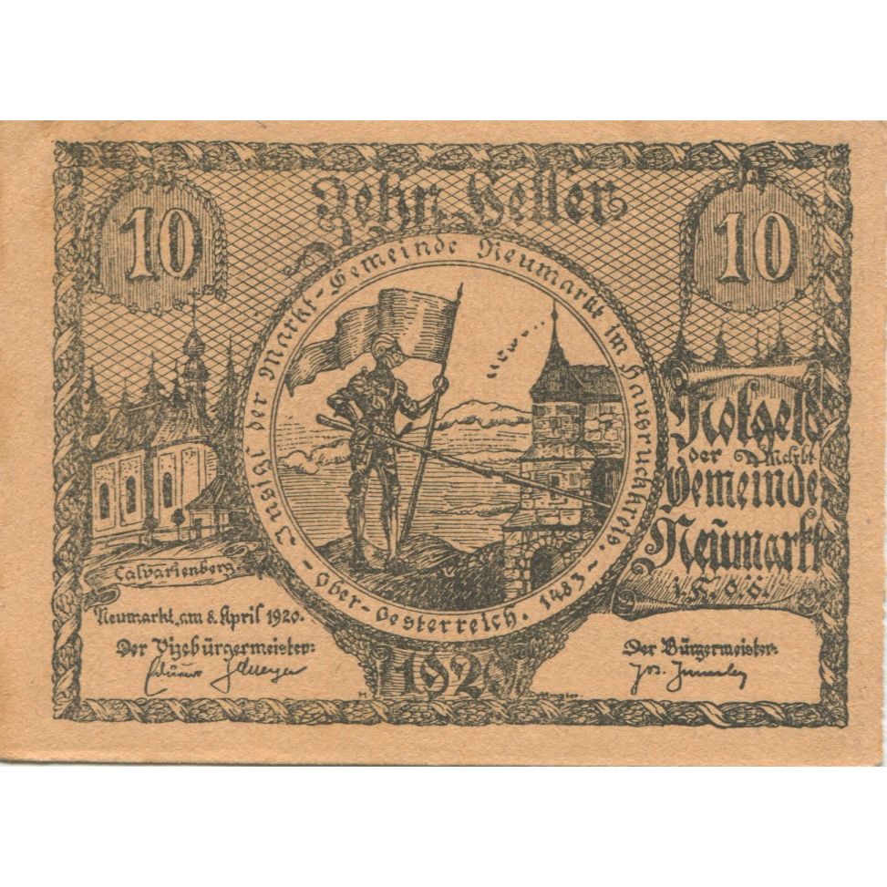 Billete, Austria, Neumarkt, 10 Heller, château 1921-03-31, SC, Mehl:FS 661a