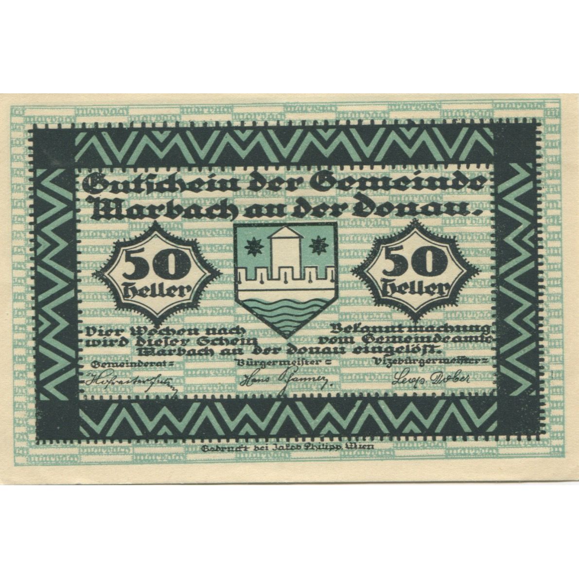 Billete, Austria, Marbach, 50 Heller, fleuve, 1920, SC, Mehl:FS 579II