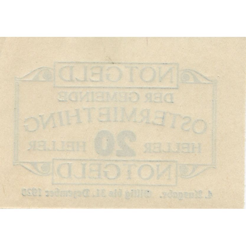 Billete, Austria, Ostermiething, 20 Heller, Texte 1920-10-31, SC, Mehl:FS 713IIa