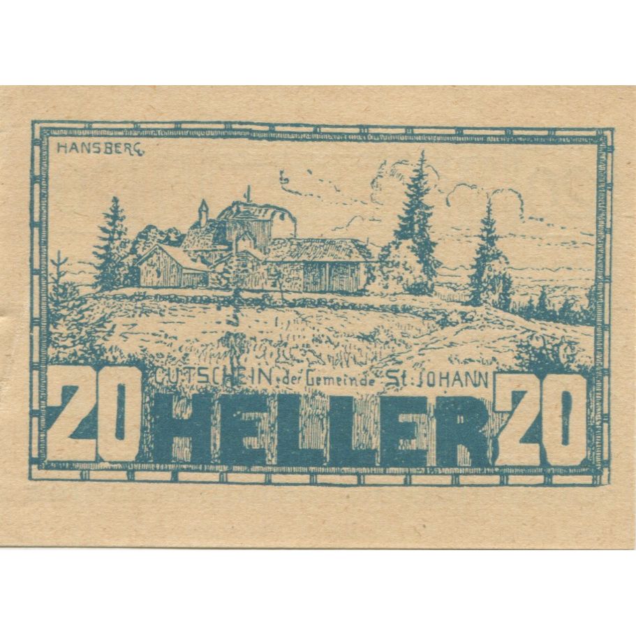 Billete, Austria, St Johann, 20 Heller, ferme, 1920, SC, Mehl:FS 894aa
