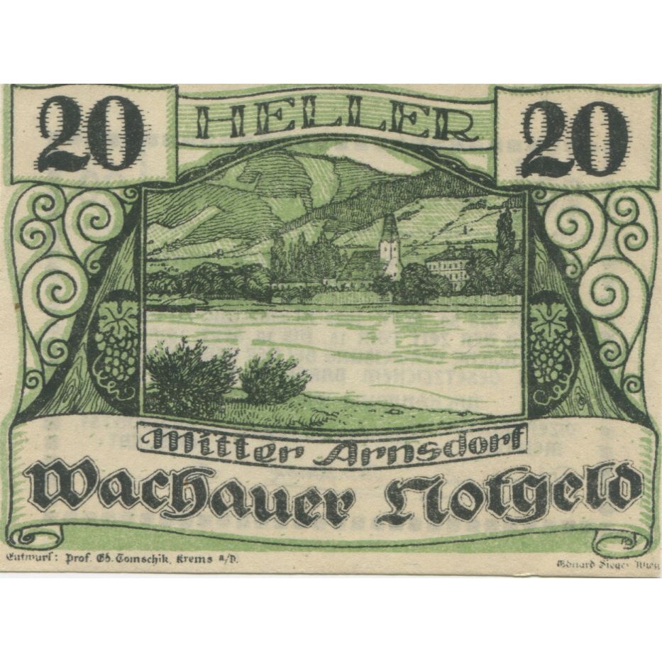 Billete, Austria, Wachauer, 20 Heller, fleuve 1920-09-30, SC Mehl:FS 1122