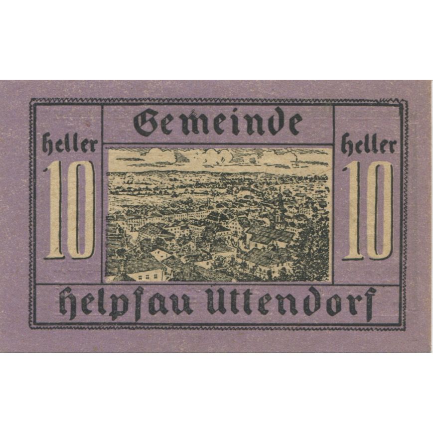 Billete, Austria, Helpfau-Uttendorf, 10 Heller, paysage, 1920 SC Mehl:FS 365Ib