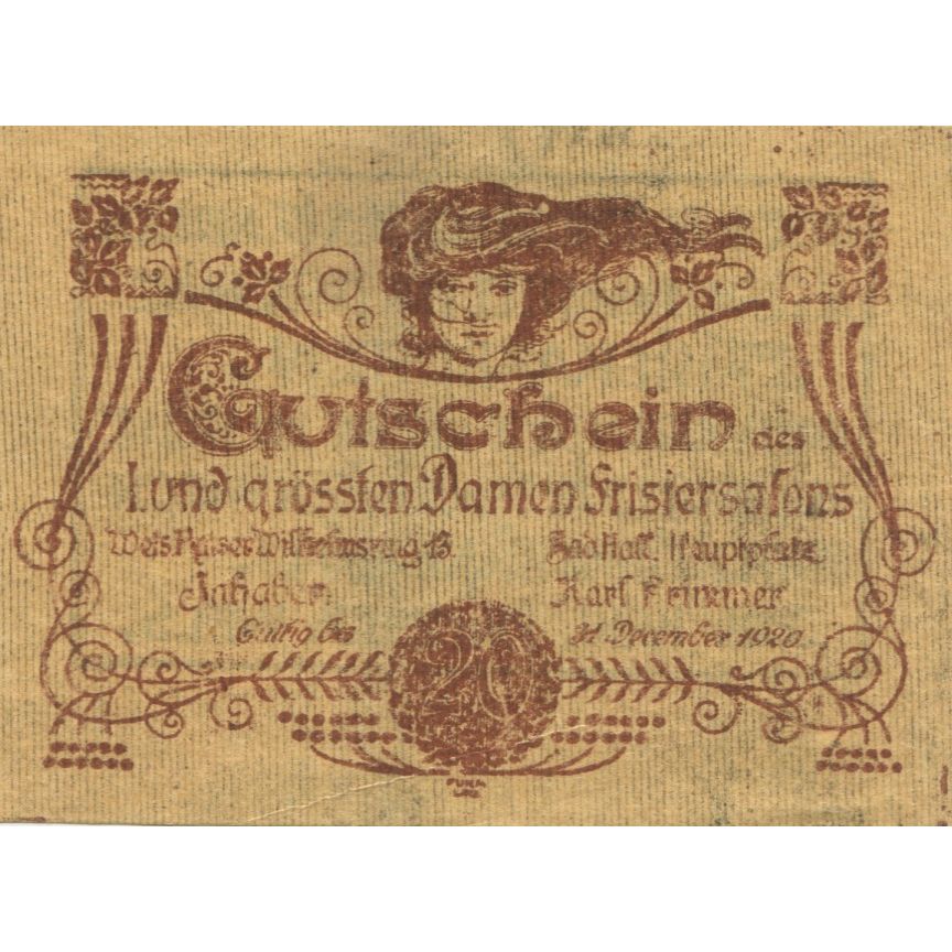 Billete, Austria, Frisier, 20 Heller, Texte, 1920 EBC, Mehl:FS 1169b