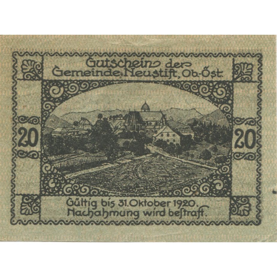 Billete, Austria, Neustift, 20 Heller, village 1920-10-31, SC Mehl:FS 666ax