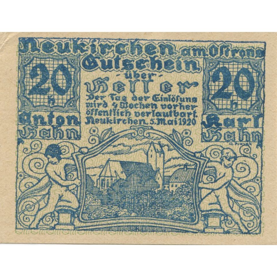 Billete, Austria, Neukirchen, 20 Heller, Eglise, 1920, SC, Mehl:FS 654