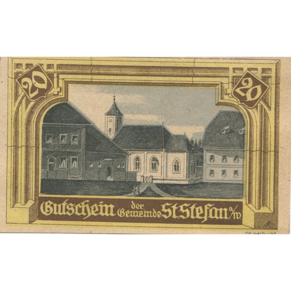 Billete, Austria, St Stefan, 20 Heller, Eglise 1921-02-28, SC, Mehl:FS 937b