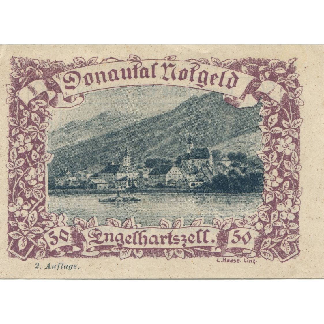 Billete, Austria, Engelhartszell, 50 Heller, fleuve, 1920, SC, Mehl:FS 127f