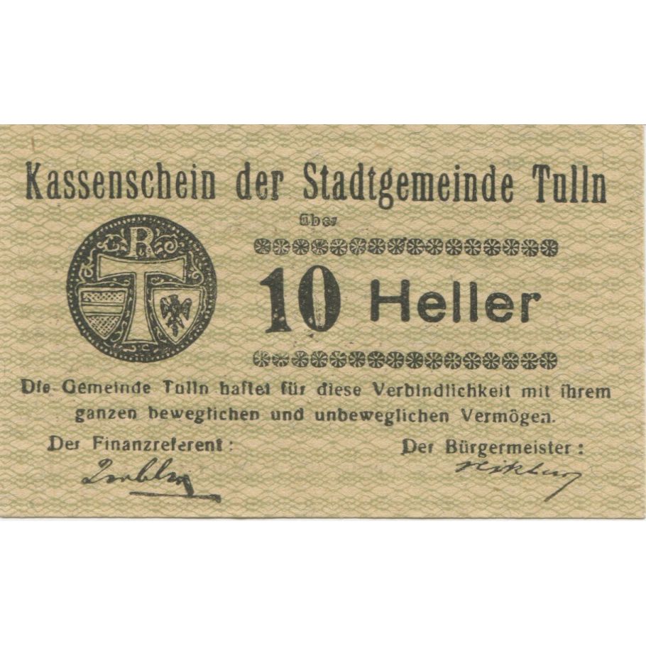 Billete, Austria, Tulln, 10 Heller, Texte, 1920, 1920-09-30, SC, Mehl:FS 1083I