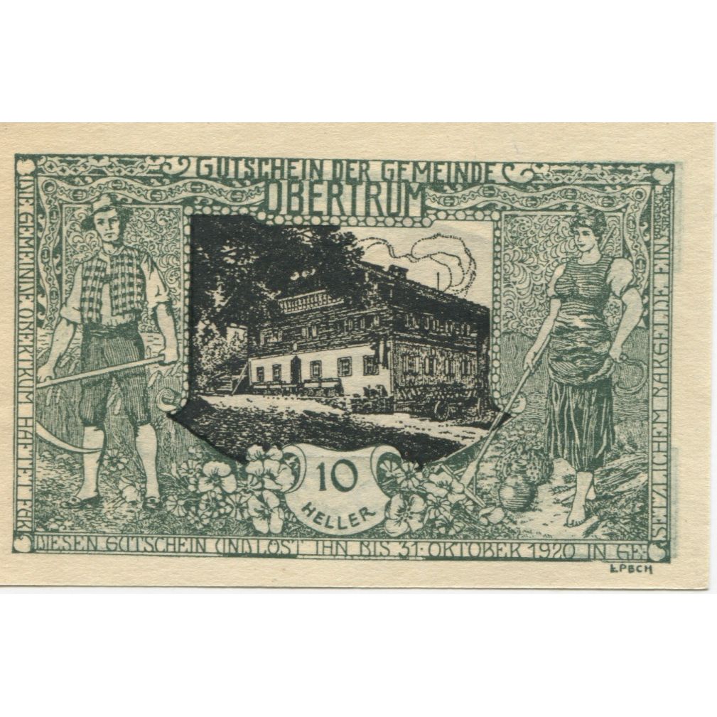 Billete, Austria, Obertrum, 10 Heller, chalet 1920-10-31, SC, Mehl:FS 695a
