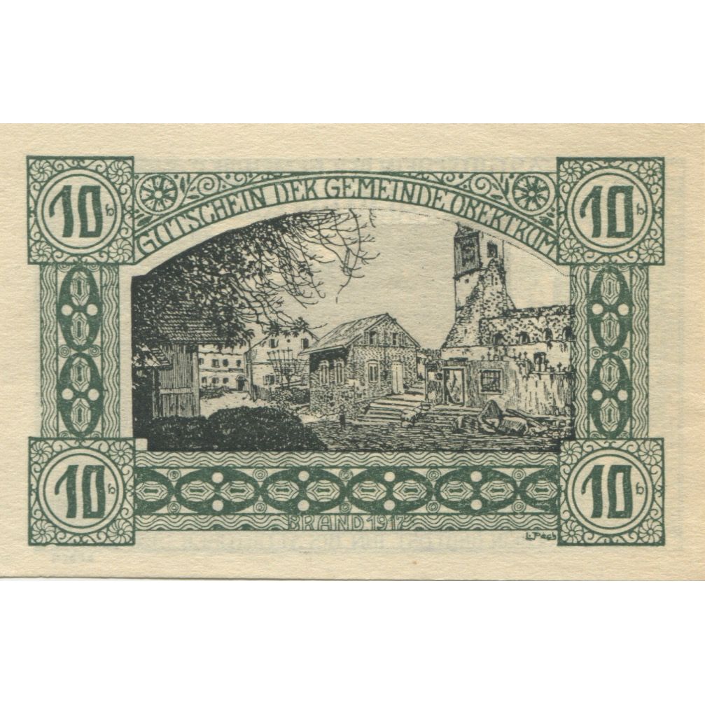 Billete, Austria, Obertrum, 10 Heller, chalet 1920-10-31, SC, Mehl:FS 695a