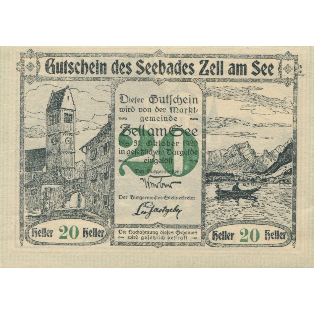 Billete, Austria, Zell am See, 20 Heller, mer 1920-08-31, SC, Mehl:FS 1270II