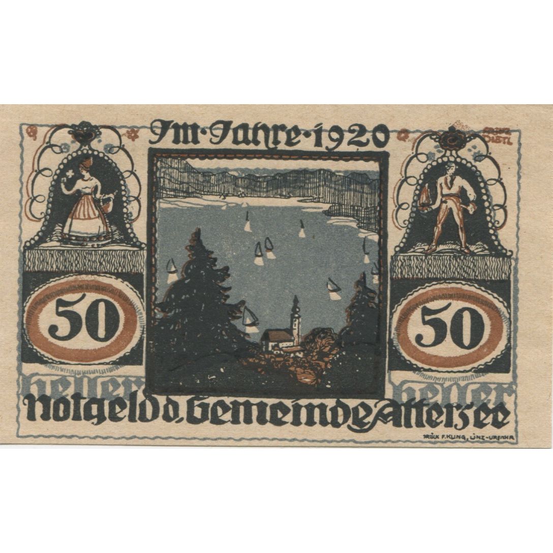 Billete, Austria, Attersee, 50 Heller, mer, 1920, SC, Mehl:FS 60a