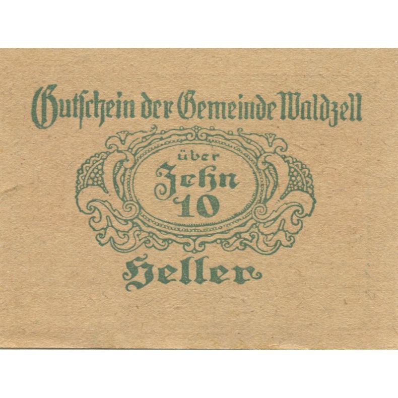 Billete, Austria, Waldzell, 10 Heller, Forêt 1920-10-31, SC, Mehl:FS 1135a