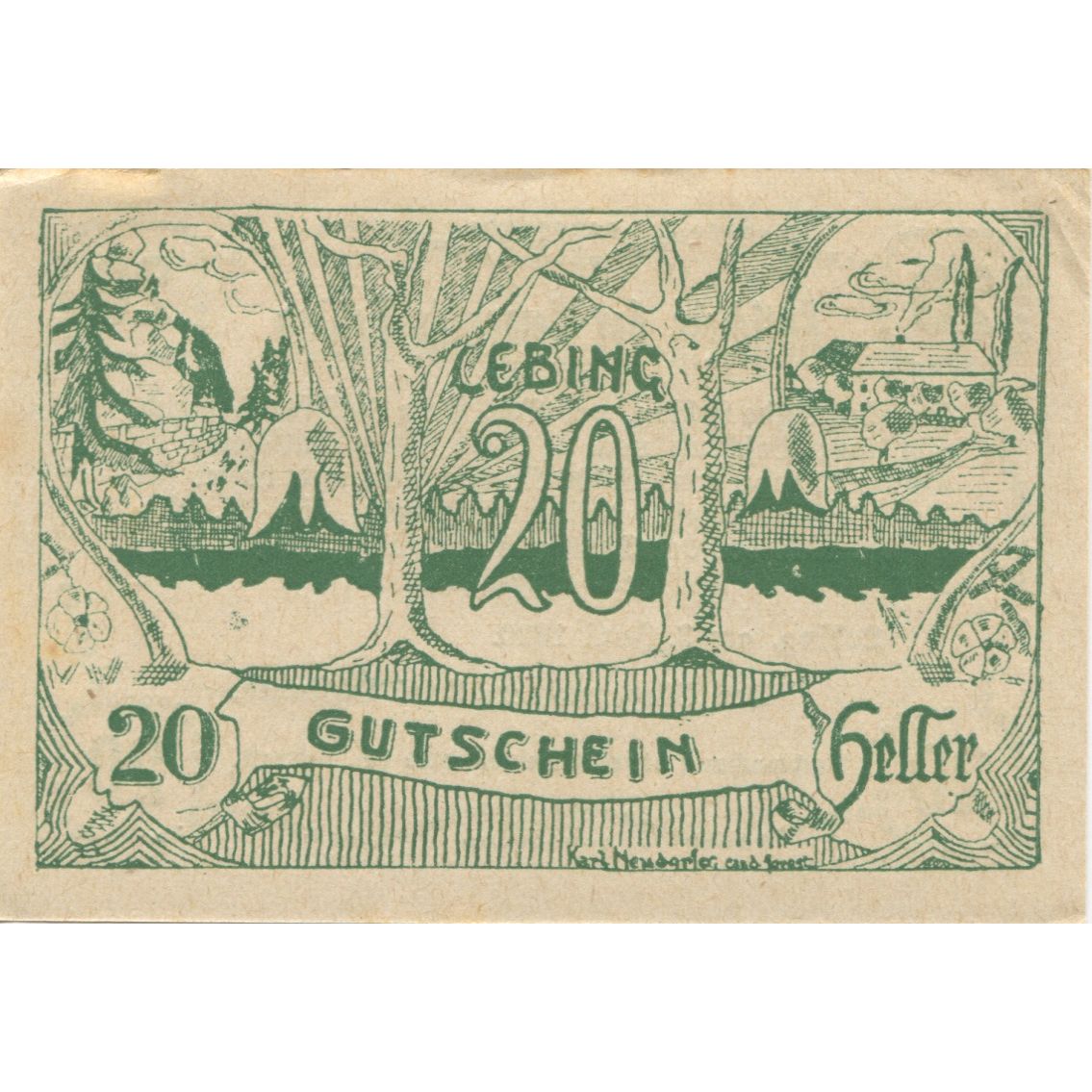 Billete, Austria, Lebing, 20 Heller, Forêt, 1920, 1920-10-31, EBC, Mehl:FS 508a
