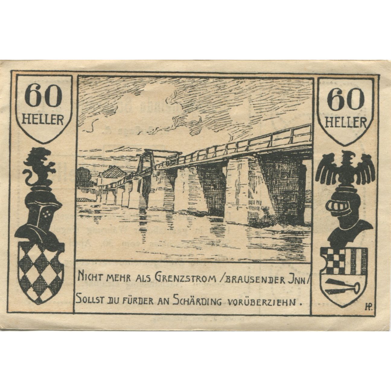 Billete, Austria, Schärding, 60 Heller, pont 1920-12-31, EBC, Mehl:FS 951IIb