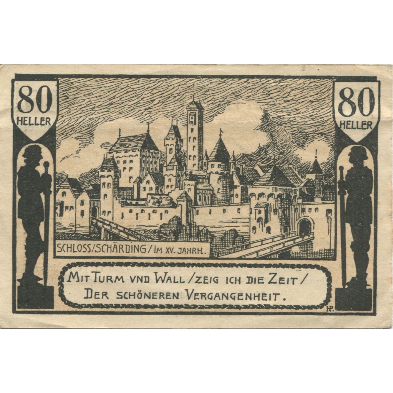 Billete, Austria, Schärding, 80 Heller, château, 1920 EBC Mehl:FS 951IIb