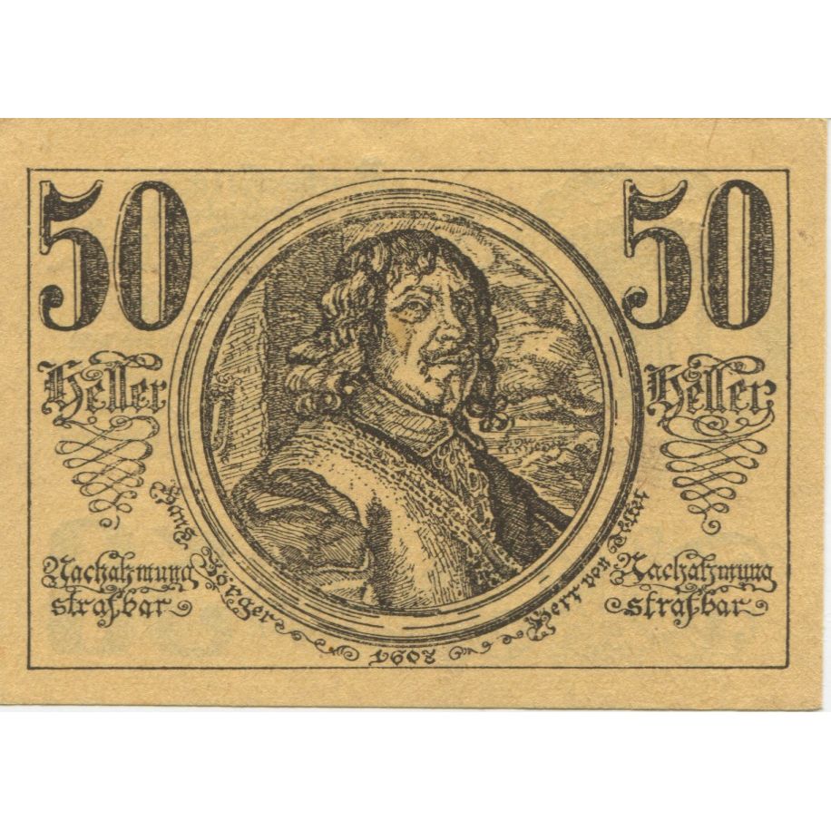 Billete, Austria, St Georgen, 50 Heller, portrait 1921-06-30, SC, Mehl:FS 890