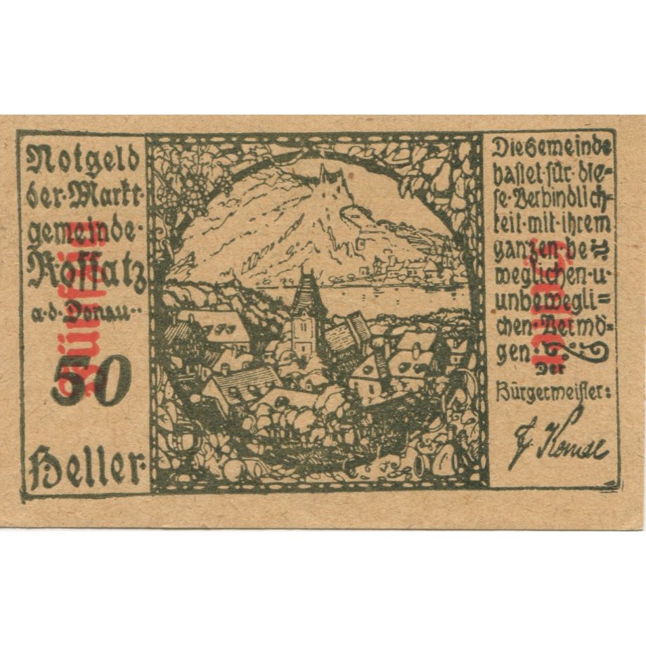 Billete, Austria, Koffatz i/d Wachau, 50 Heller, village, 1920 SC Mehl:FS 848b