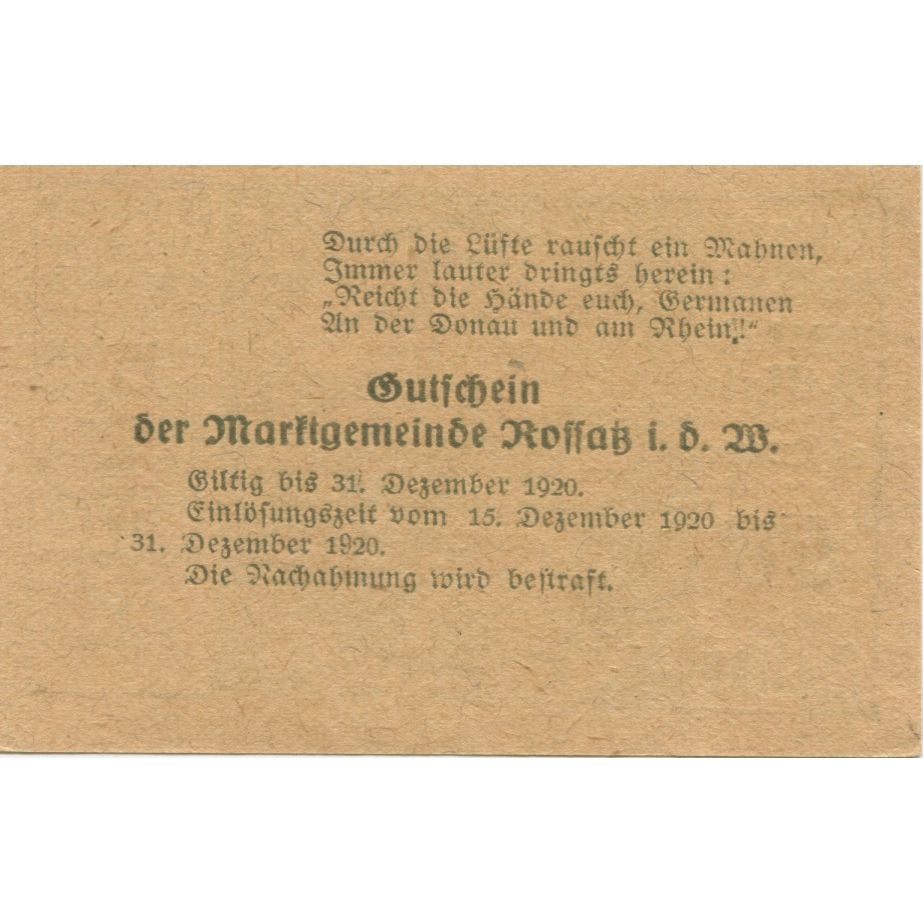 Billete, Austria, Koffatz i/d Wachau, 50 Heller, village, 1920 SC Mehl:FS 848b