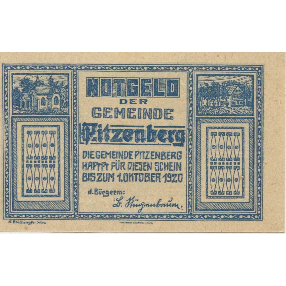 Billete, Austria, Pitzenberg, 20 Heller, champs 1920-10-01, SC, Mehl:FS 753