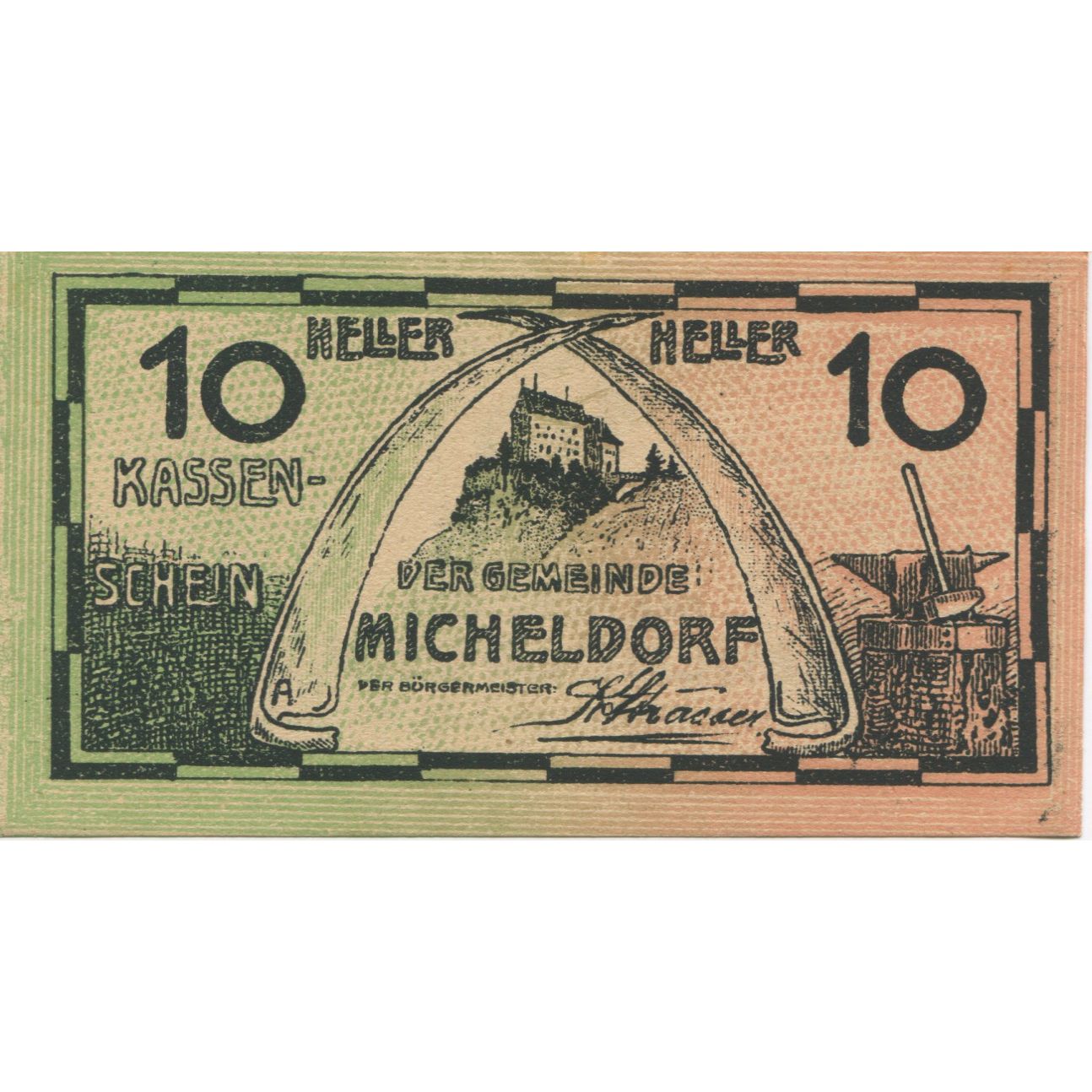 Billete, Austria, Micheldorf, 10 Heller, château 1920-12-31, SC Mehl:FS 612a