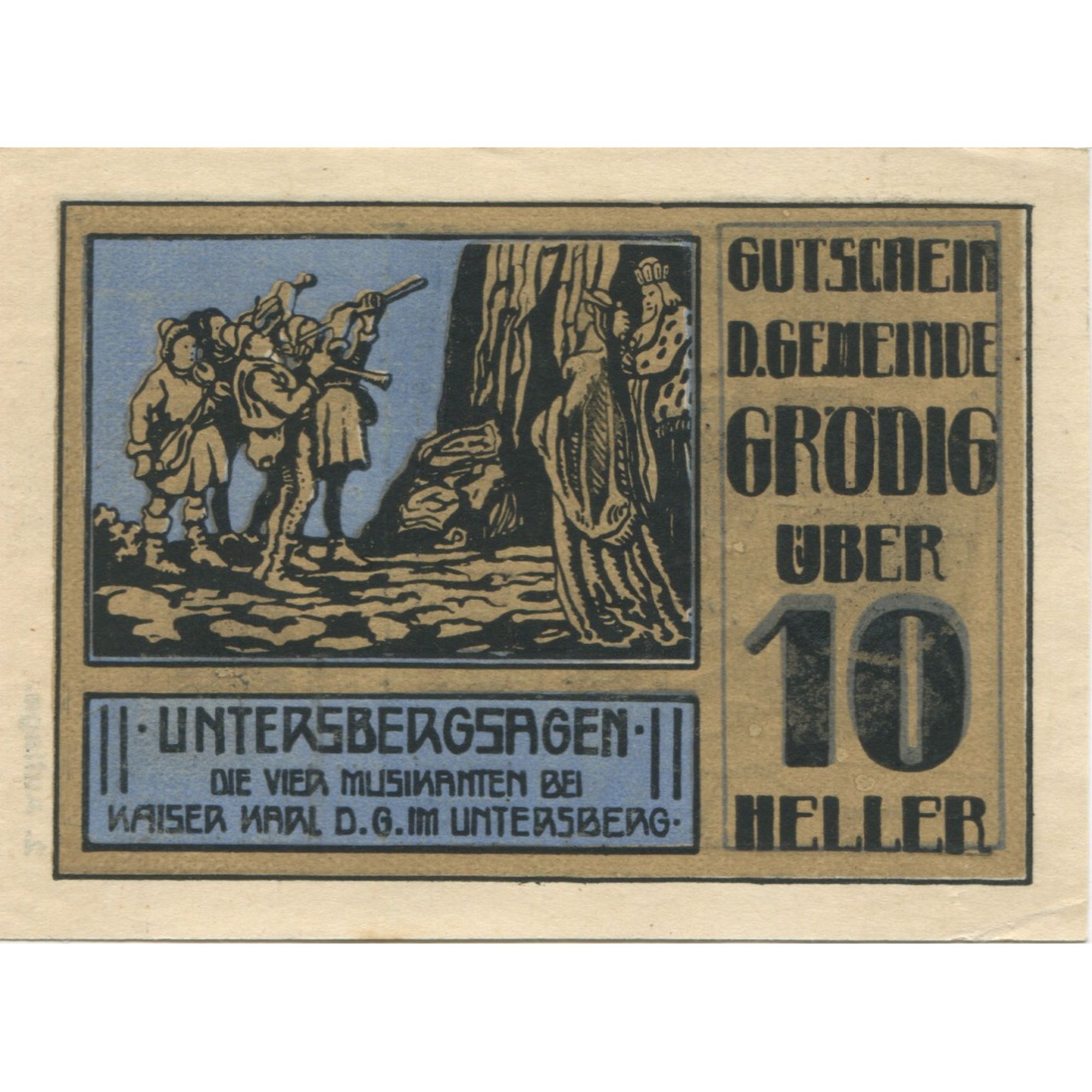 Billete, Austria, Grödig, 10 Heller, personnage 1920-12-31, SC, Mehl:FS 290c