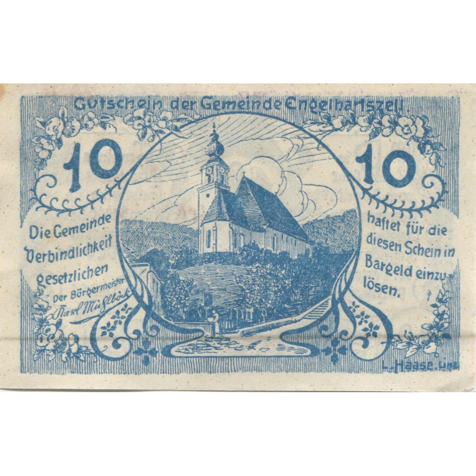 Billete, Austria, Engelhartszell, 10 Heller, Blason, 1920 SC Mehl:FS 172a