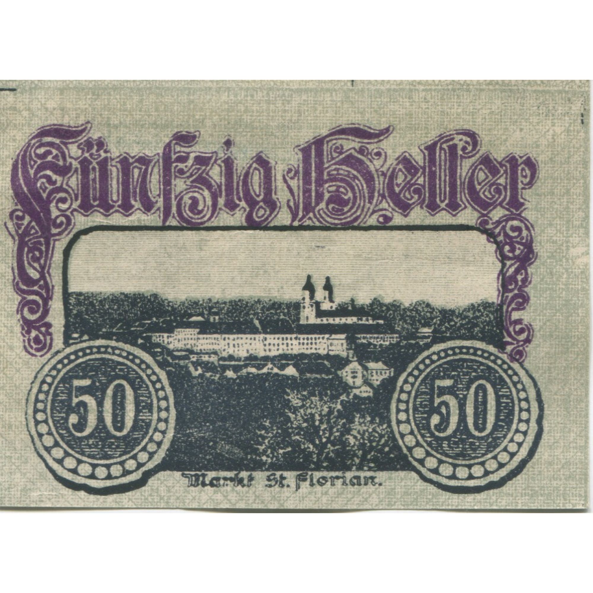 Billete, Austria, St Florian, 50 Heller, portrait, 1920, SC, Mehl:FS 878I