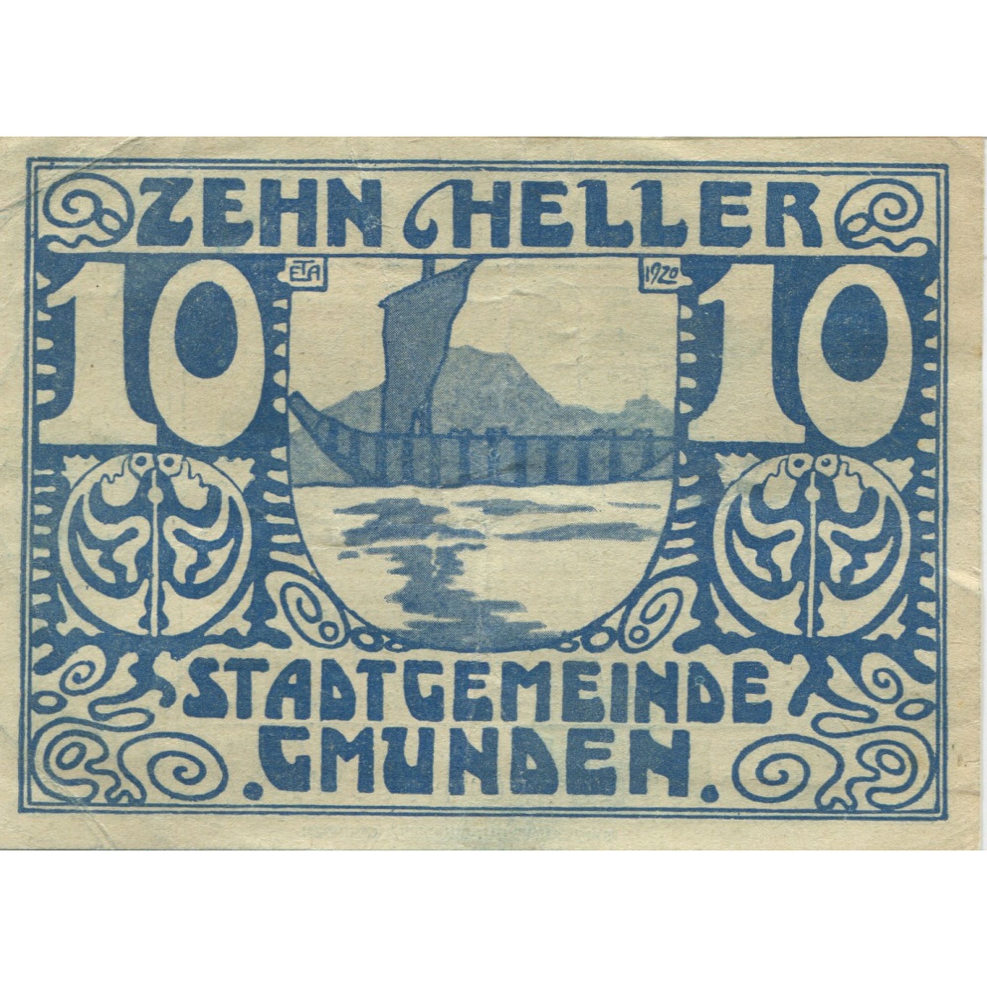 Billete, Austria, Gmunden, 10 Heller, voilier 1920-03-31, SC, Mehl:FS 240IIa