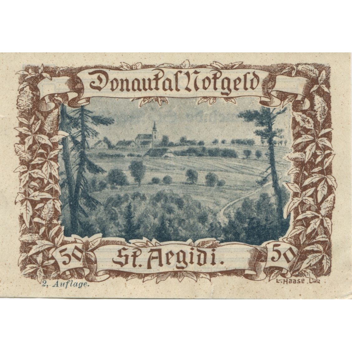 Banknote, Austria, St Aegidi, 50 Heller, paysage, 1920, UNC(63), Mehl:FS 127d