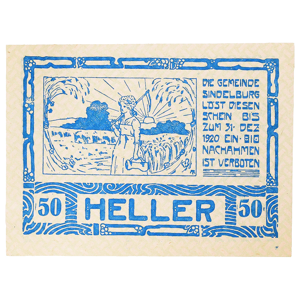 Banknote, Austria, Sindelburg, 50 Heller, village, 1920, UNC Mehl:FS 999a
