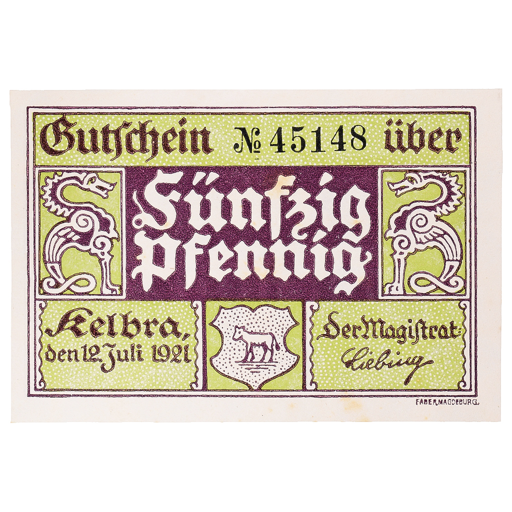 Banknote, Germany, Kelbra, 50 Pfennig, ruine 1921, UNC Mehl:686.1