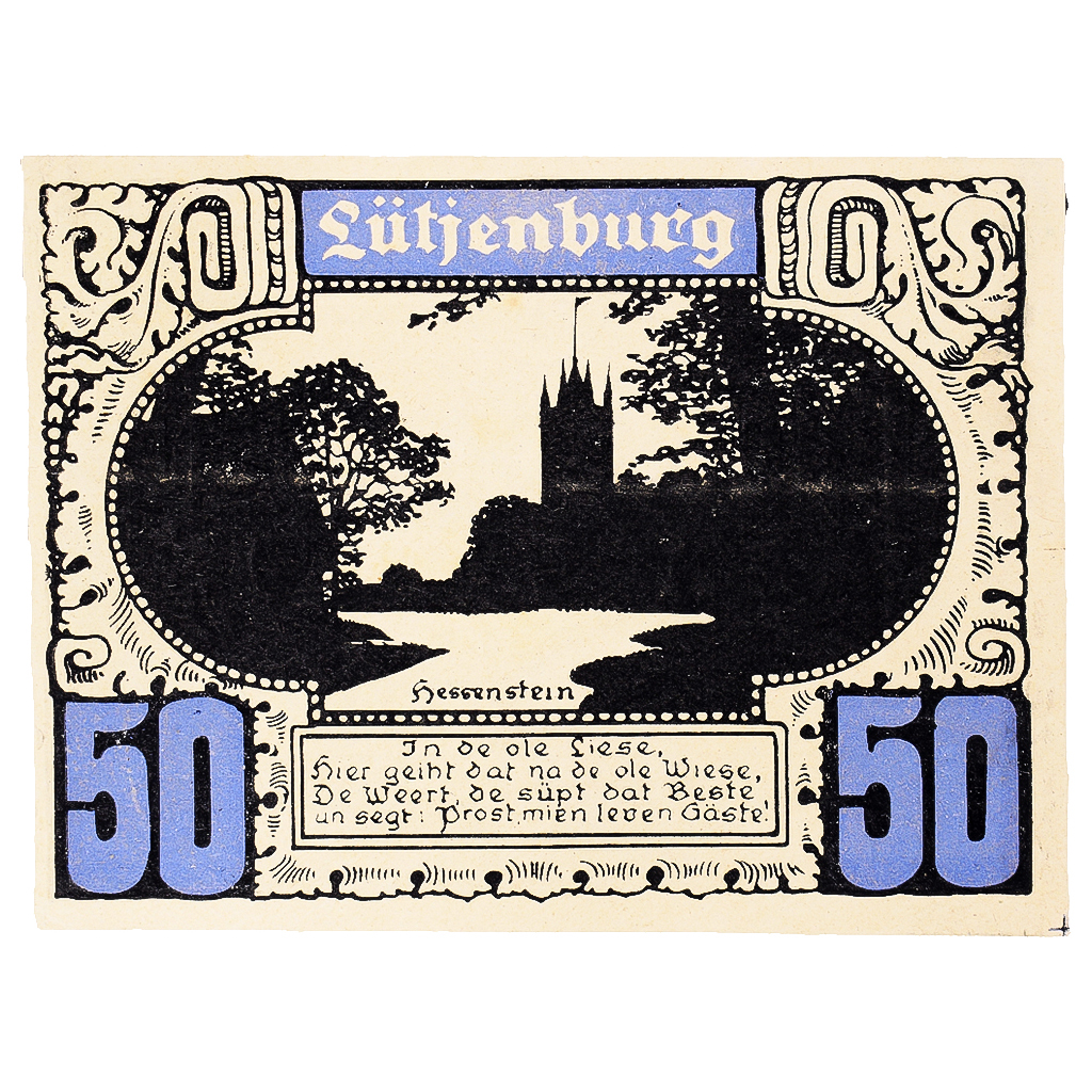Banknote, Germany, Lutjenburg, 50 Pfennig, château, 1921, UNC(63), Mehl:1063.2