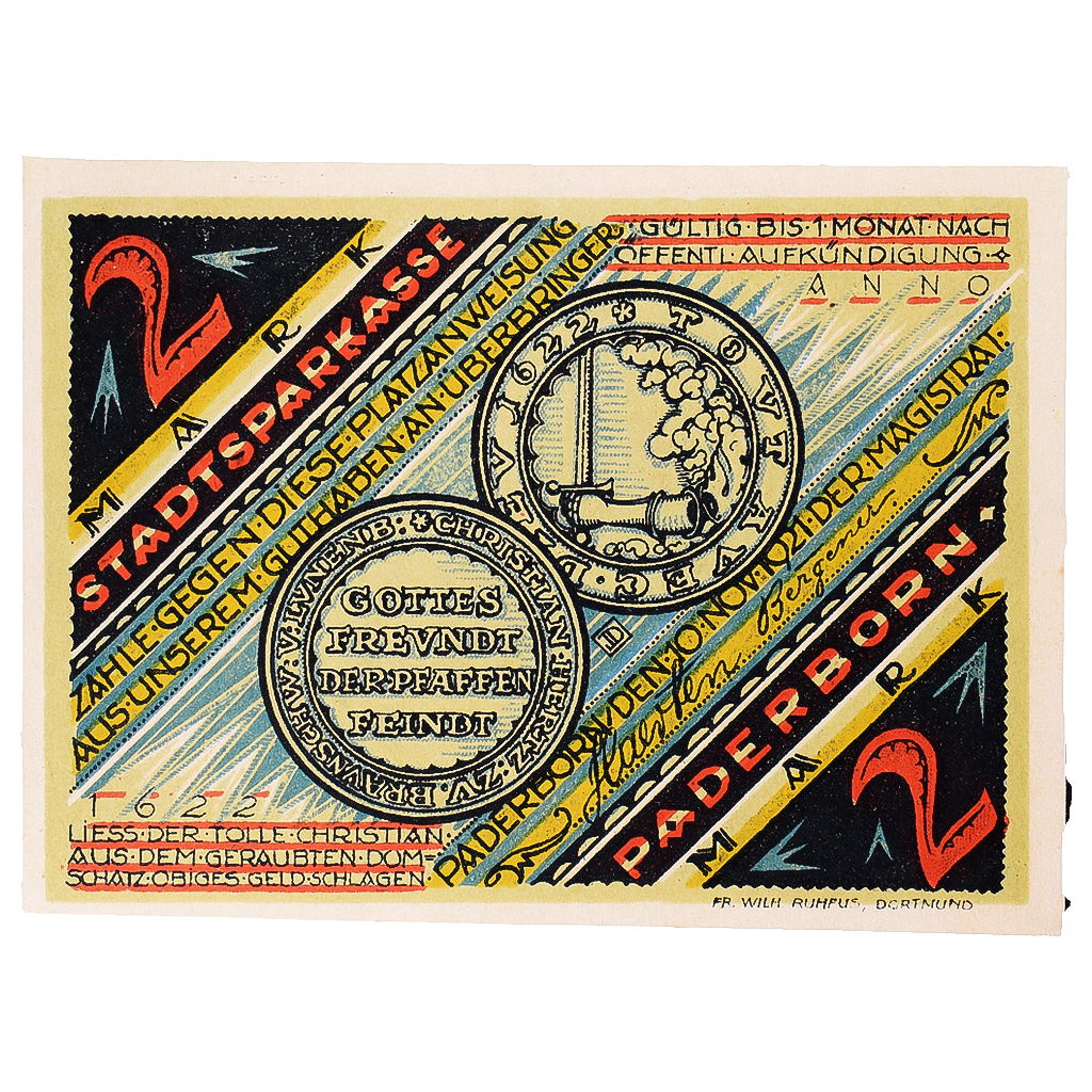 Banknote, Germany, Paderborn, 2 Mark, marche, 1921, UNC Mehl:1043.3
