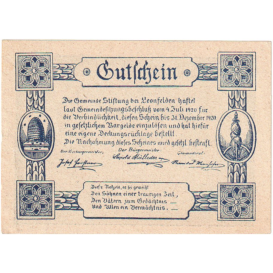 Banknote, Austria, Leonfelden, 50 Heller, parc, 1920, UNC Mehl:FS 1037a