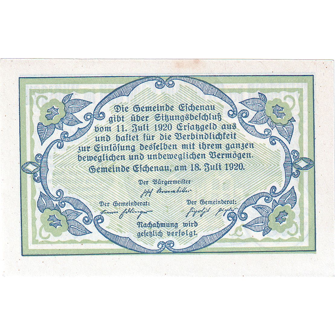 Austria, Eschenau, 20 Heller, Maison, 1920, UNC, Mehl:FS 188a