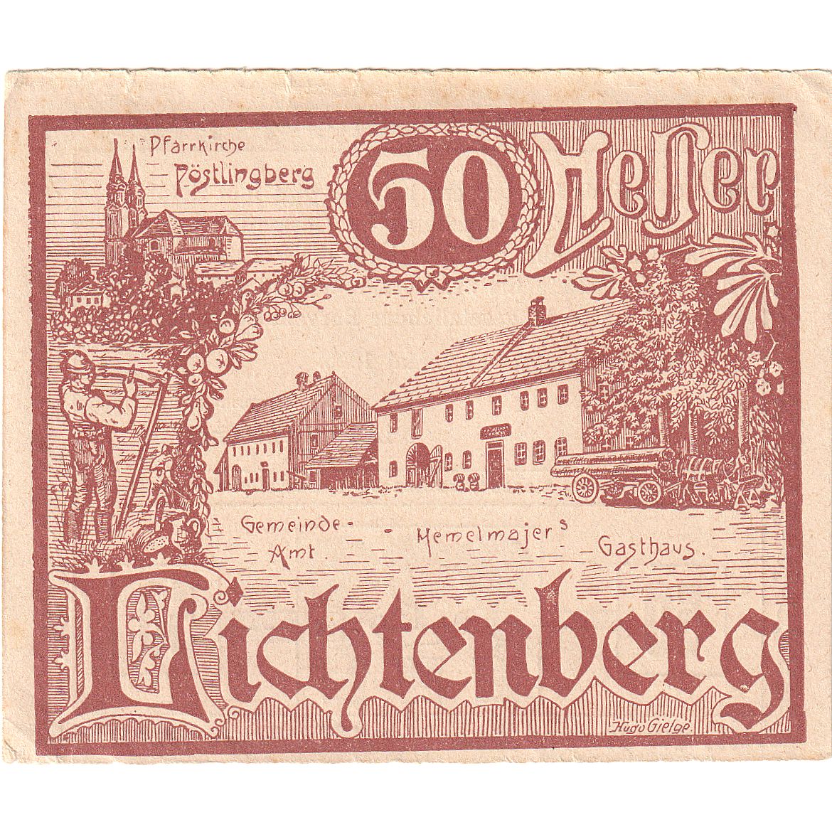 Austria, Lichtenberg, 50 Heller, ferme 1920-12-31, AU, Mehl:FS 518a