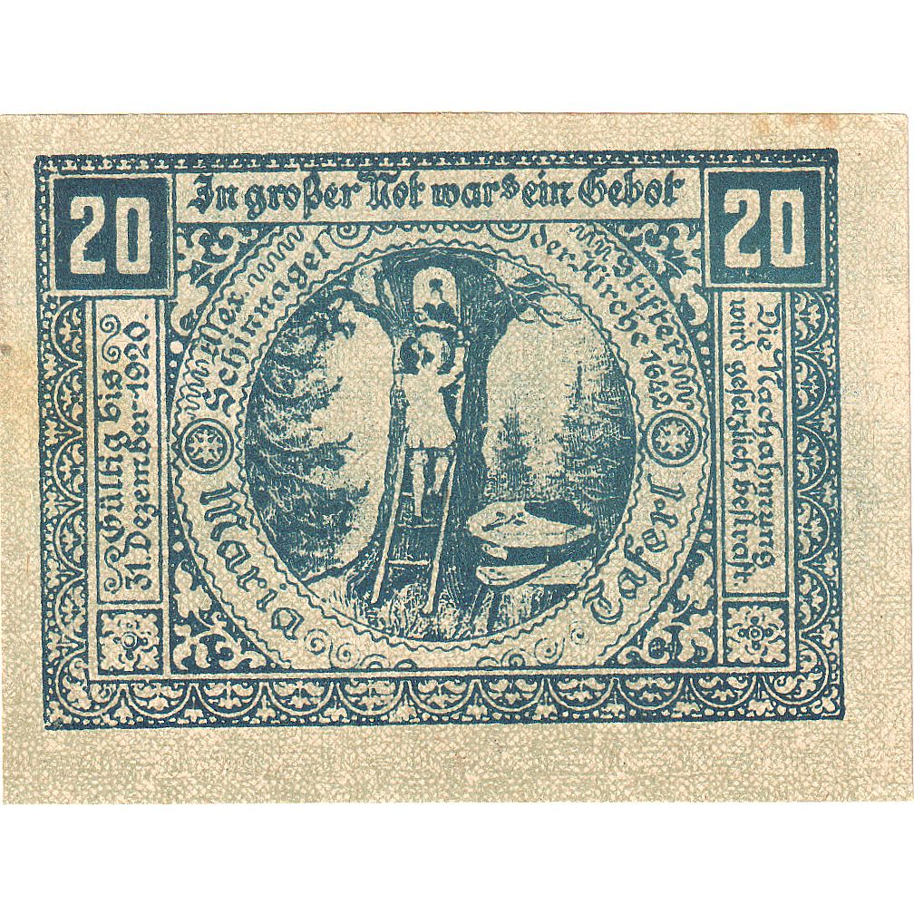 Austria, Maria Taferl, 20 Heller, Eglise, 1920, 1920-12-31, UNC, Mehl:FS 588
