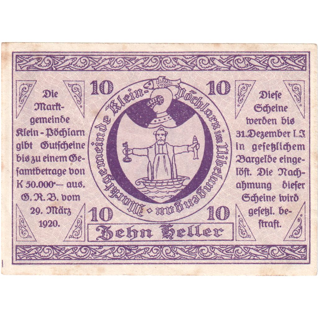 Austria, Klein Pöchlarn, 10 Heller, Eglise 1920-12-31, UNC Mehl:FS 457a
