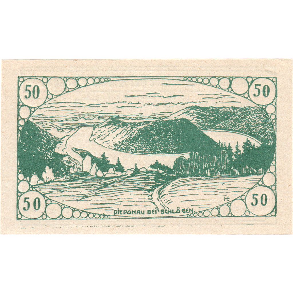 Austria, Aschach, 50 Heller, paysage, 1920, 1920-12-31, UNC, Mehl:FS 332II