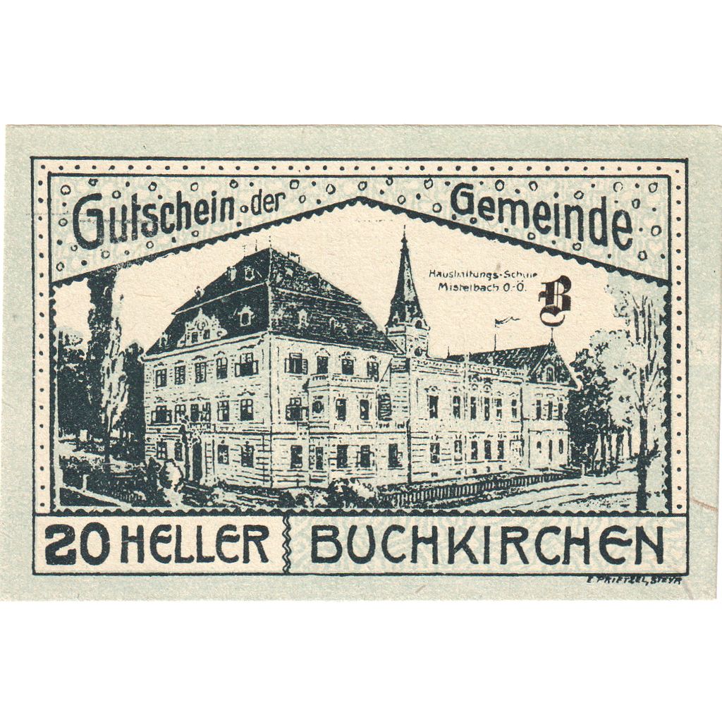 Austria, Buchkirchen, 20 Heller, château 1920-10-31, UNC, Mehl:FS 114a