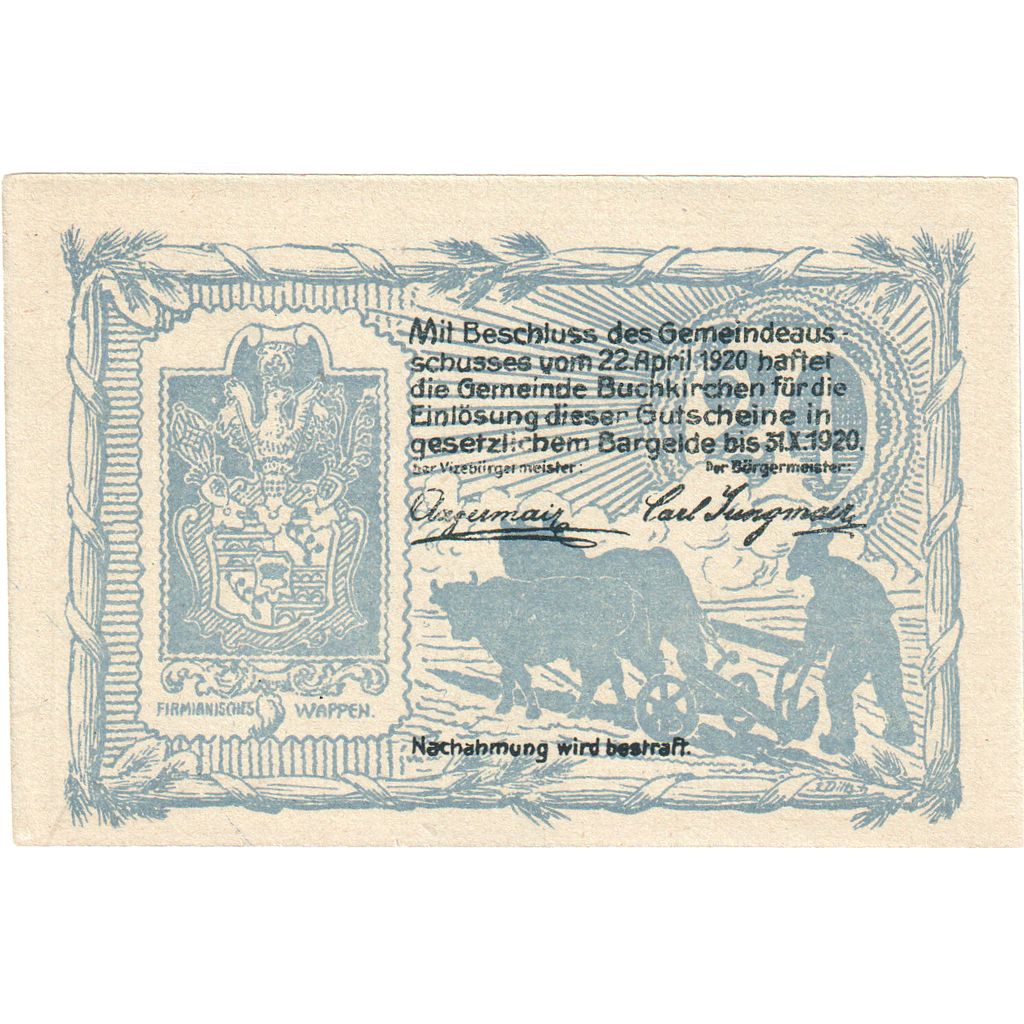 Austria, Buchkirchen, 20 Heller, château 1920-10-31, UNC, Mehl:FS 114a
