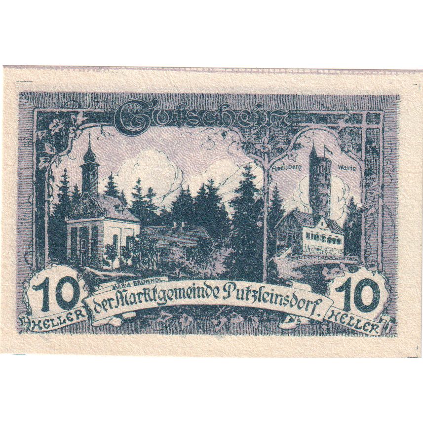 Austria, Putzleinsdorf, 10 Heller, château, 1920, UNC, Mehl:FS 804a