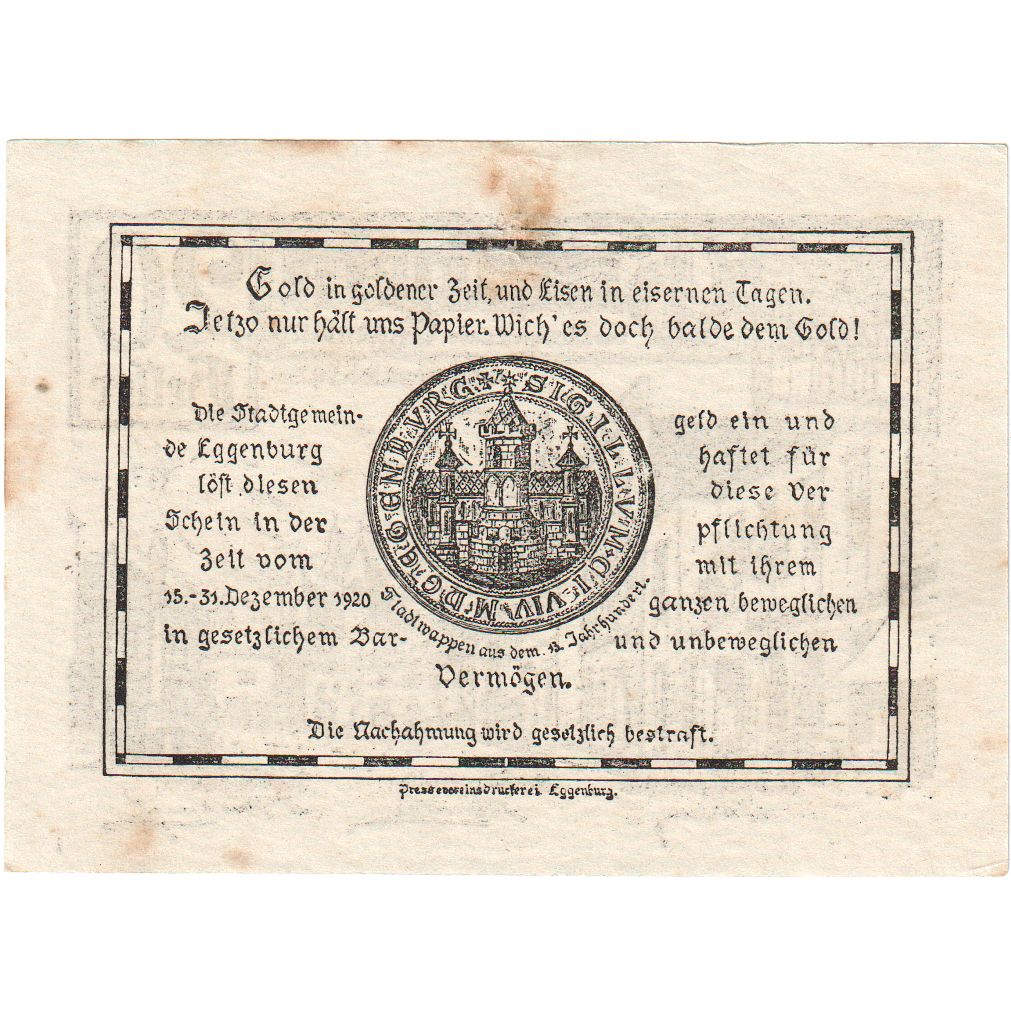 Austria, Eggenburg, 20 Heller, 1920-12-31, EF