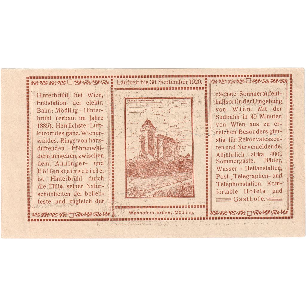 Austria, Hinterbrühl, 80 Heller, 1920-09-30, UNC