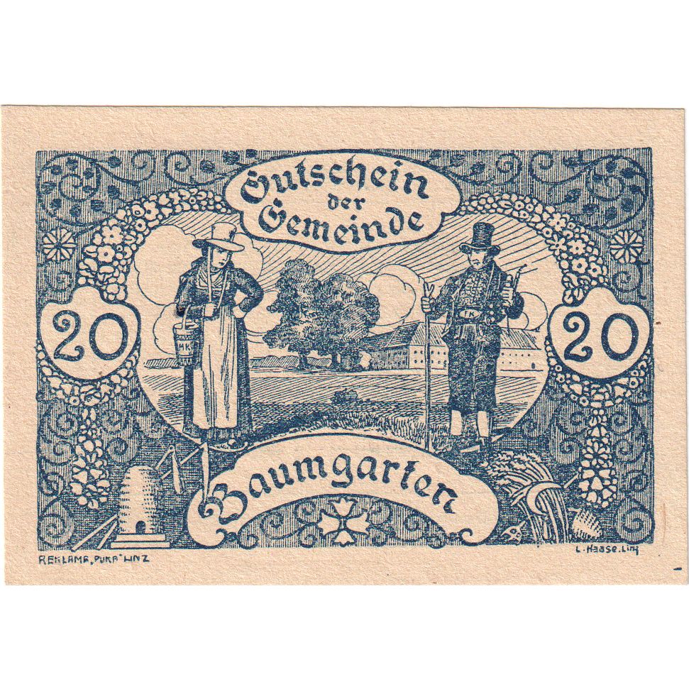 Austria, Baumgarten, 20 Heller, 1921-02-28, UNC
