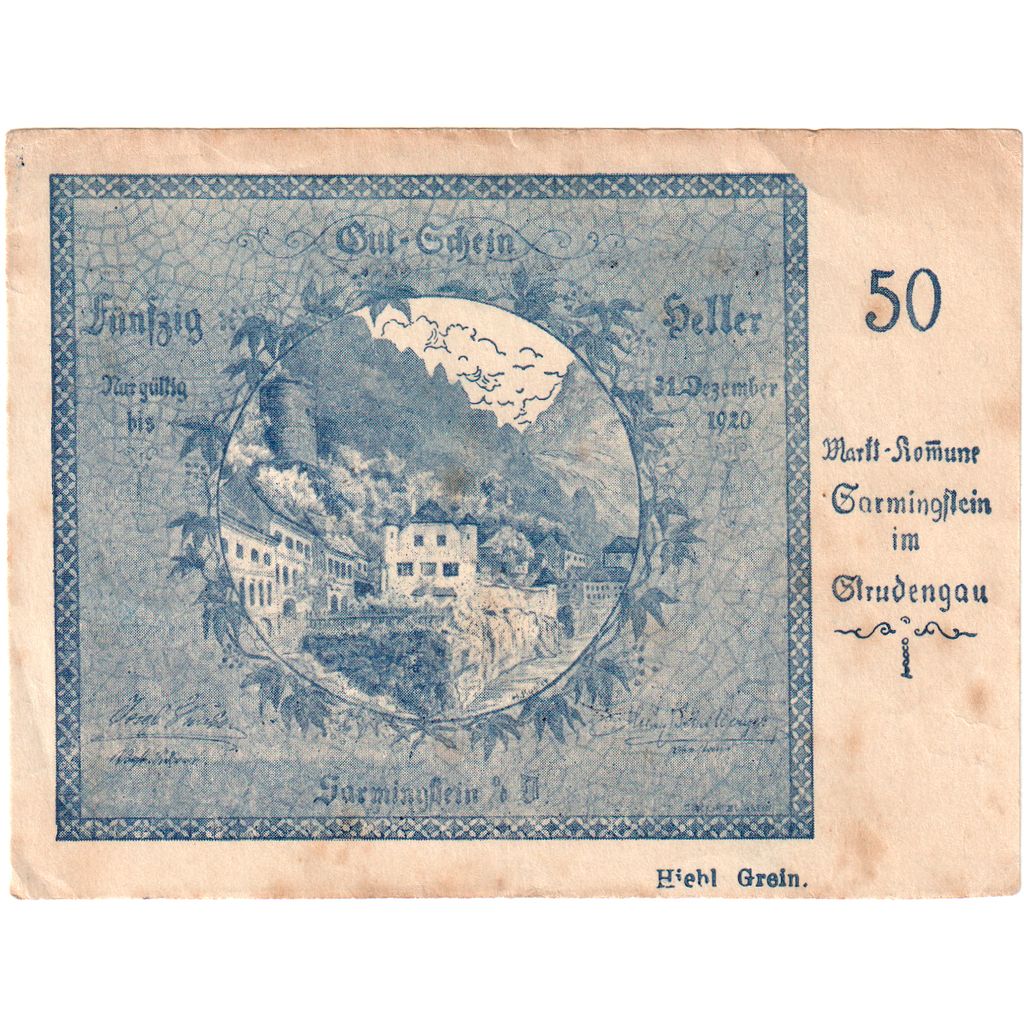 Austria, Sarmingstein Im Strudengau, 50 Heller, 1920-12-31, EF