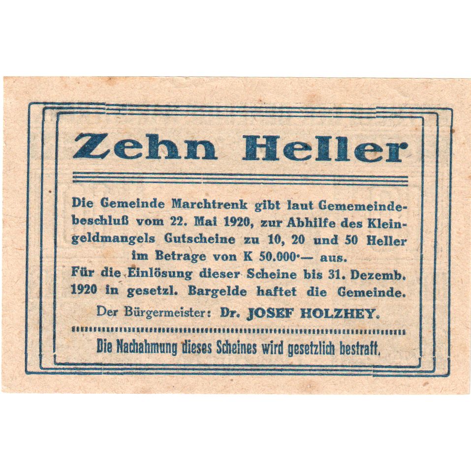 Austria, marchtrenk, 10 Heller, 1920-12-31, UNC(63)